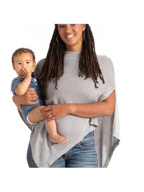 Light Gray Women’s Knit Poncho Top - Brand Unspecified